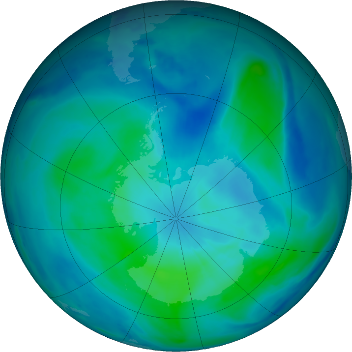 Antarctic ozone map for 28 February 2021